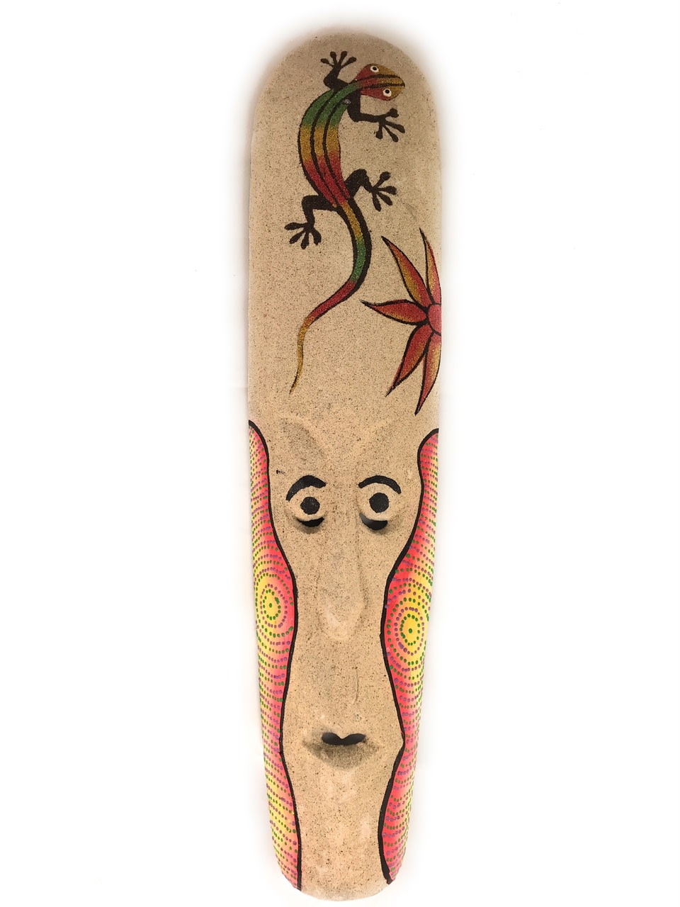 Sand Tiki Mask 20" w/ Gecko - Decorative Primitive Art | #wib370750c Sand Tiki Mask 20" w/ Gecko - Decorative Primitive Art | #wib370750c